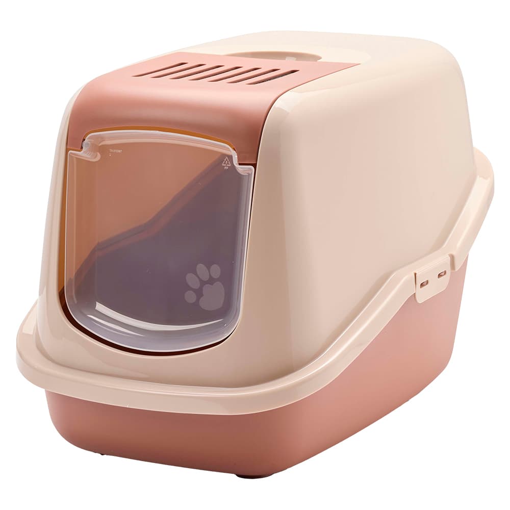Maison de toilette Savic Nestor pour chat - rose champagne / rouge toscane