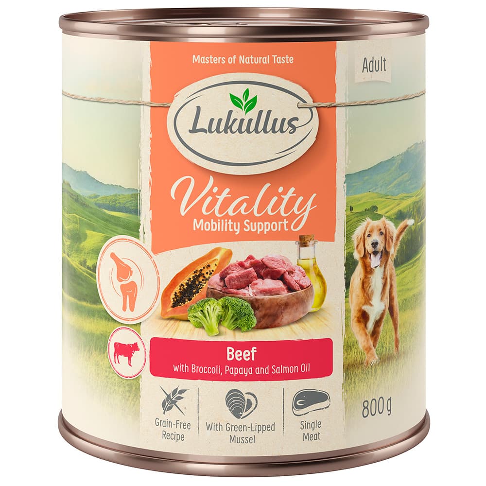 Lot Lukullus Vitality 24 x 800 g pour chien -  Articulations : bœuf (sans céréales)