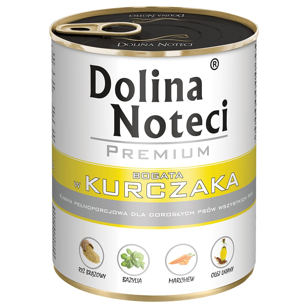 12 x 800 g Dolina Noteci Premium, Poulet, nourriture humide pour chiens