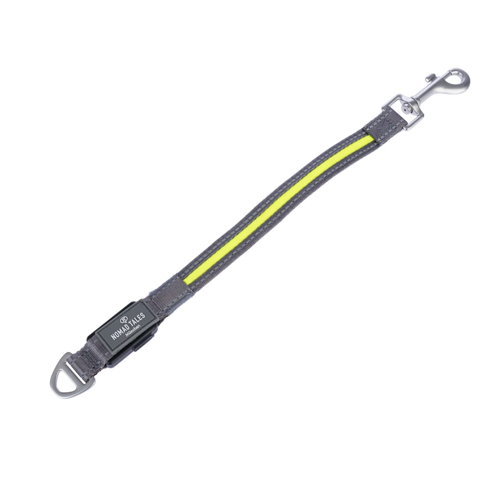 Rallonge de laisse Nomad Tales Spirit à LED USB, jaune fluo et gris pour chien - taille S/M : environ L 39 cm