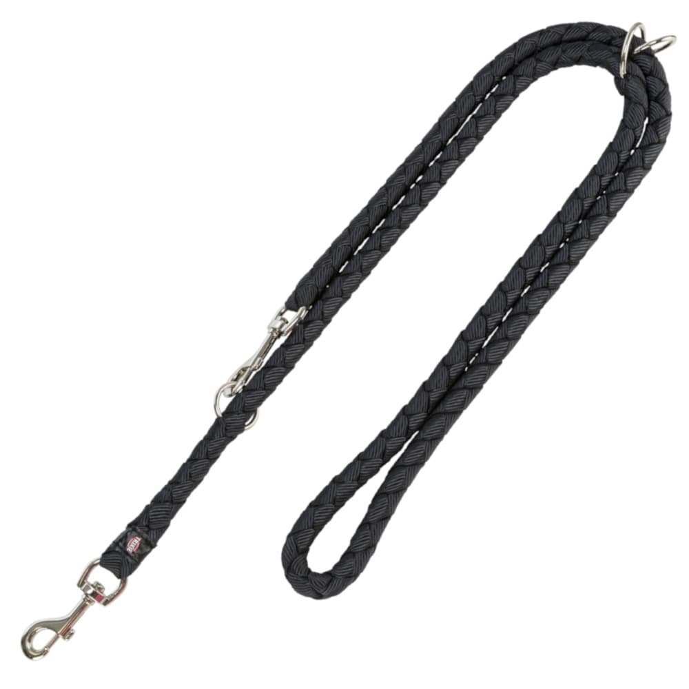 Laisse réglable Trixie Cavo noir pour chien - taille S - M : L 200 x 1,2 cm