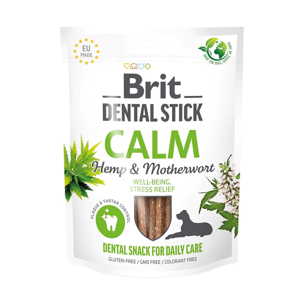 Brit Dental Stick Calm chanvre, agripaume pour chien - 3 x 251g (21 friandises)