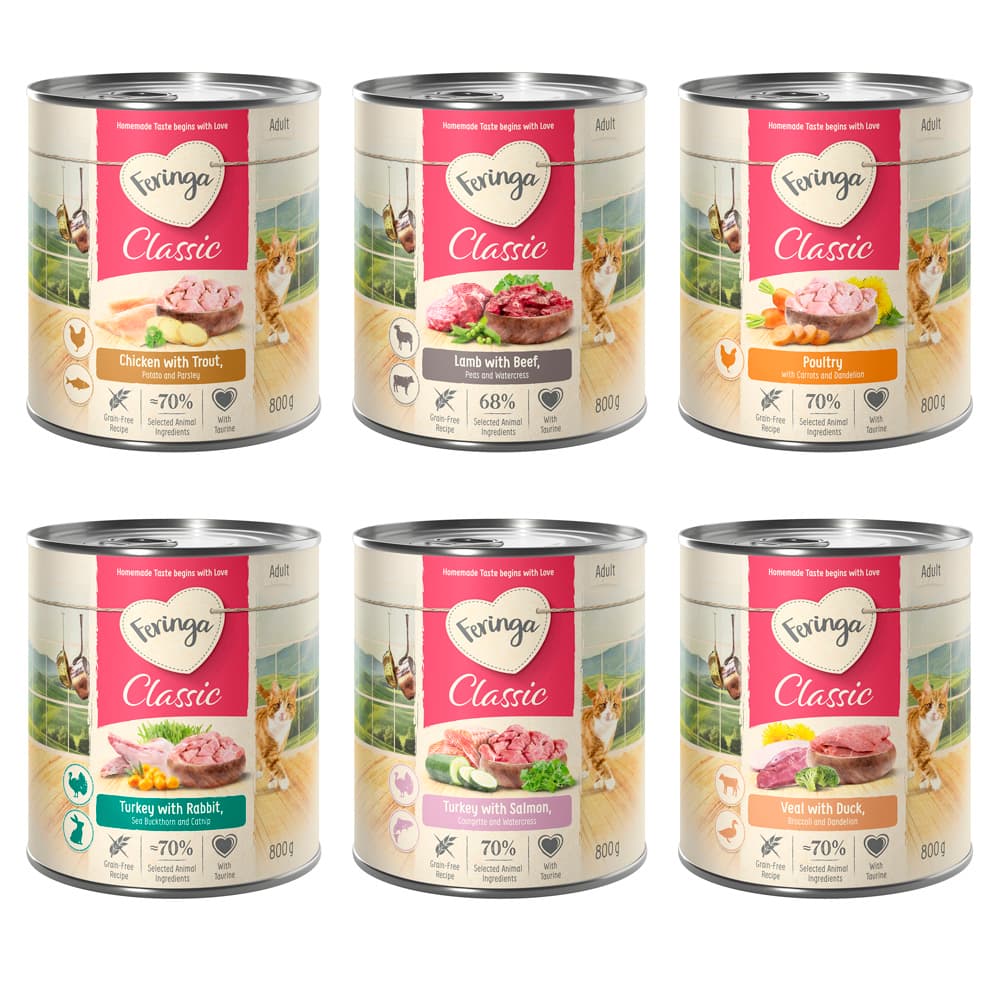 Lot mixte Feringa Classic Meat Menu pour chat - 6 x 800 g