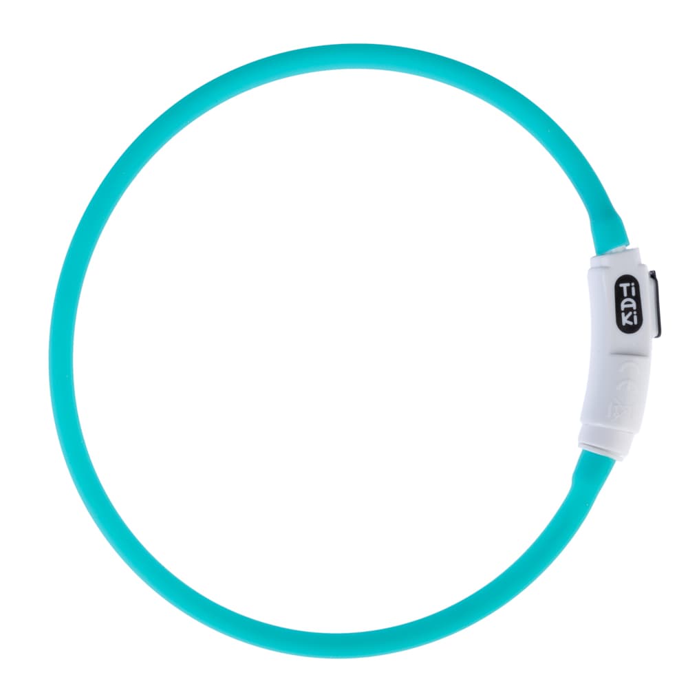 Collier en silicone TIAKI Lanterne avec éclairage LED USB pour chien - turquoise