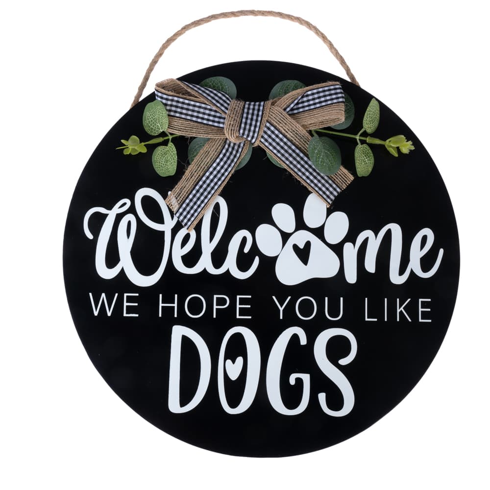 TIAKI Plaque de porte "Welcome - We Hope You Like Dogs" pour les amoureux des chiens