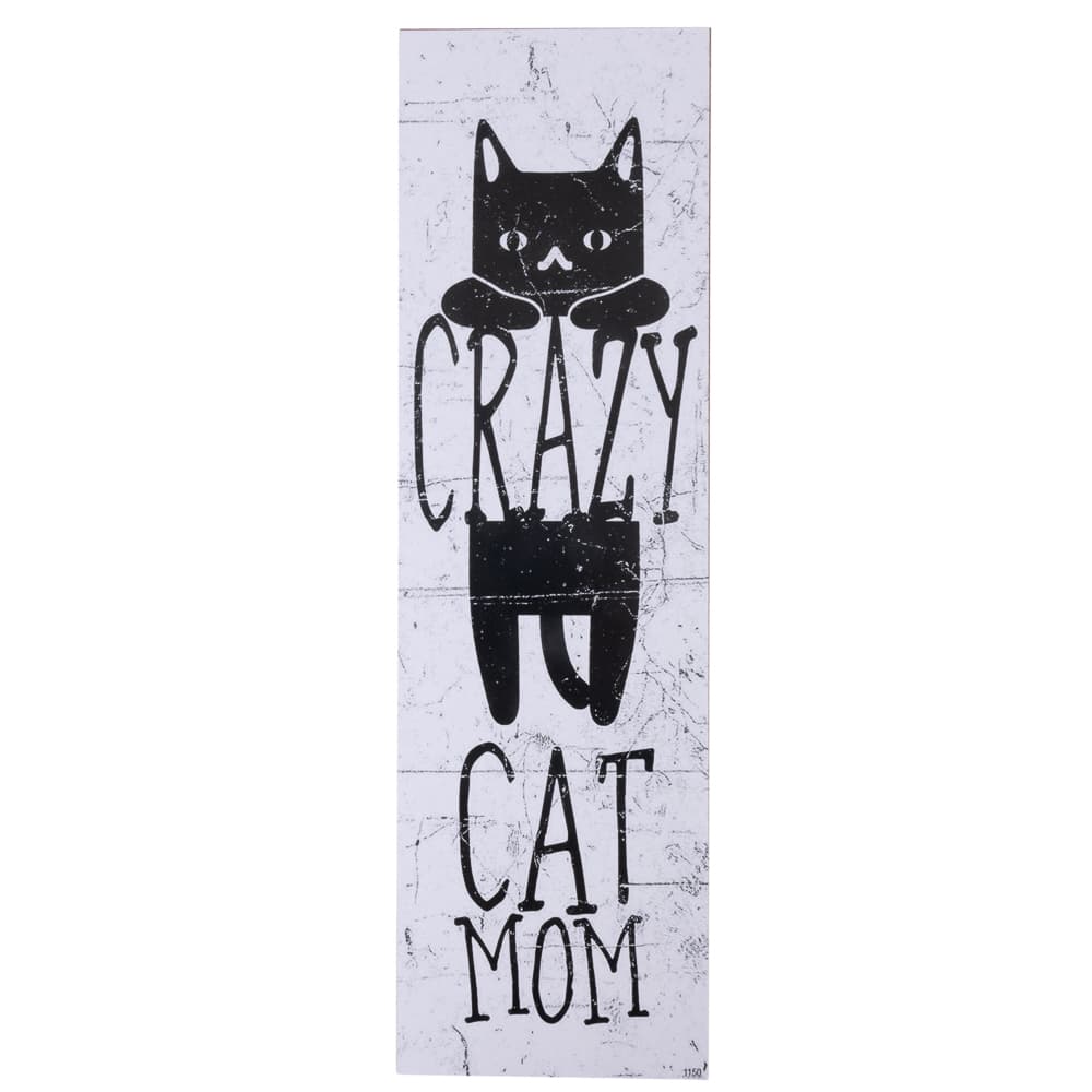 TIAKI Panneau décoratif "Crazy Cat Mom" à suspendre