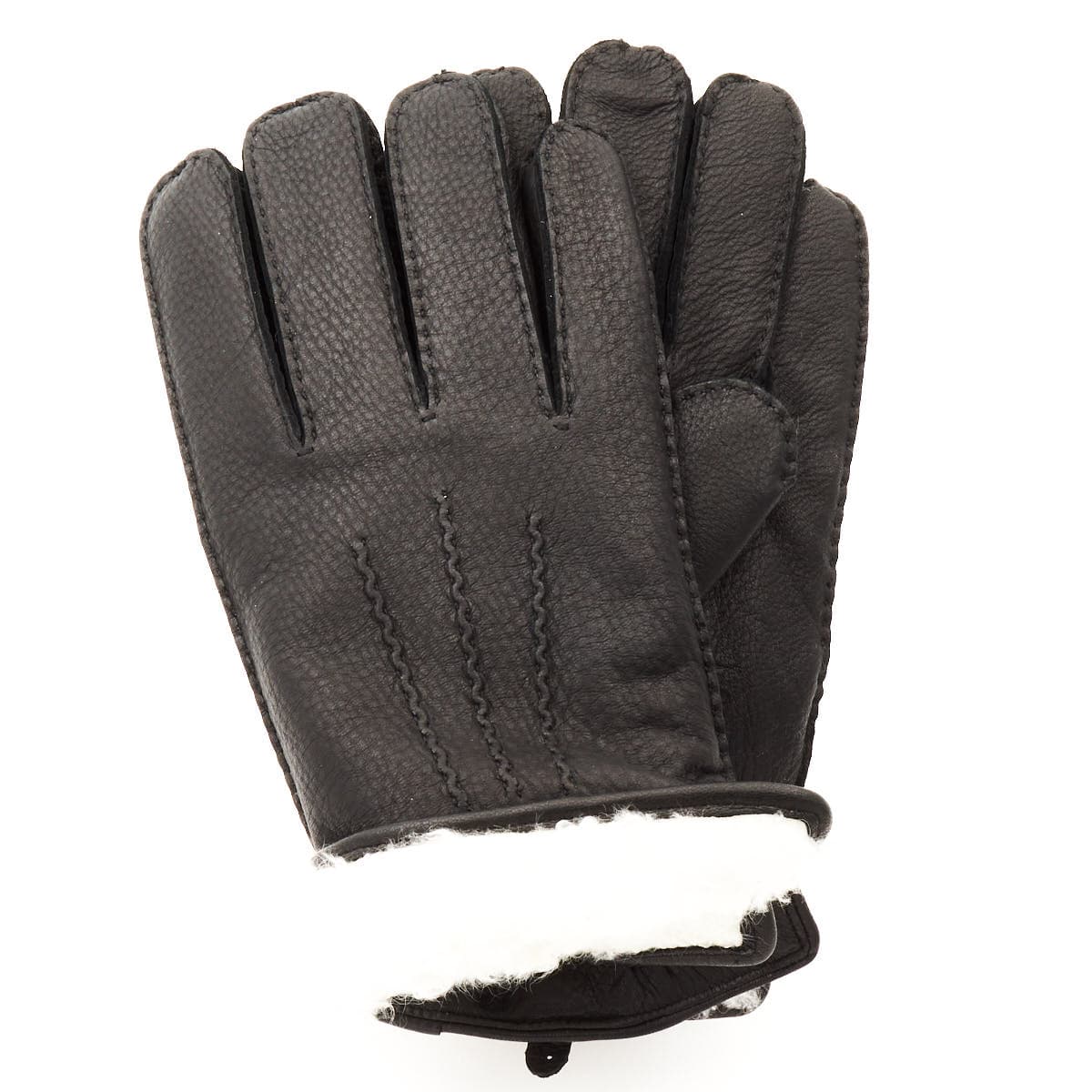 Deerskin gloves, lamb fur lining, black 9