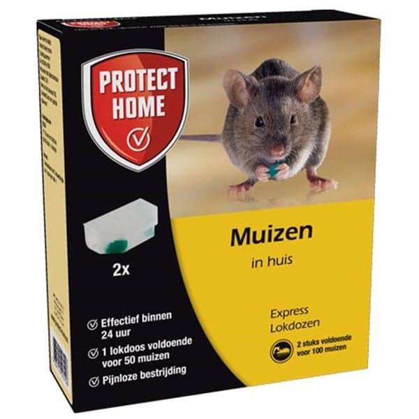 Protect Home Muizengif 2 Stuks Tegen Muizen - Effectief binnen 24 uur - Voor 100 muizen - Pijnloze bestrijding