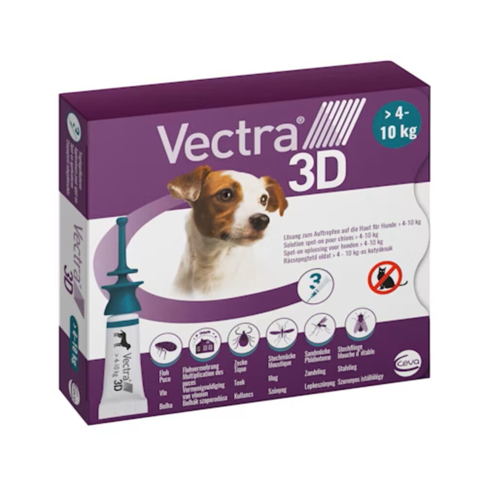 Vectra Anti-vlo & Teek 3D Hond S 4-10 kg 3 stuks