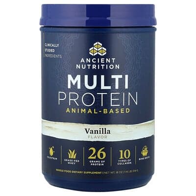 Ancient Nutrition, Multiproteïne, dierlijk, vanille, 1,14 lb (519 g)
