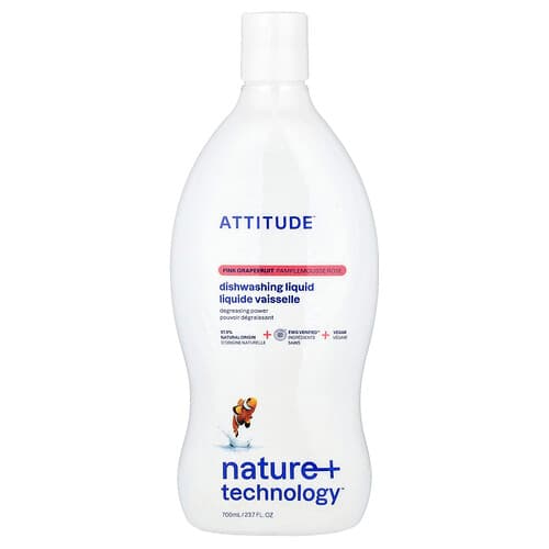 ATTITUDE, Nature + Technology™, Afwasmiddel, Roze Grapefruit, 23.7 fl oz (700 ml)
