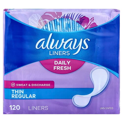 Always, Daily Fresh inlegkruisjes, dun, normaal, ongeparfumeerd, 120 inlegkruisjes