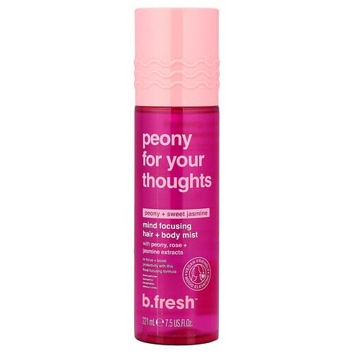 b.fresh, Pioenroos voor je gedachten, Mind Focusing Hair + Body Mist, Pioenroos + Zoete Jasmijn, 7,5 fl oz (221 ml)