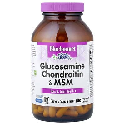 Bluebonnet Nutrition, Glucosamine Chondroïtine & MSM, 180 plantaardige capsules