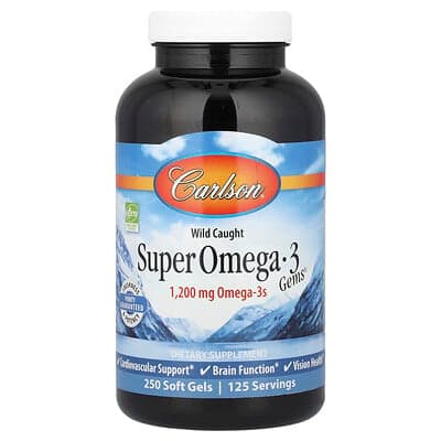 Carlson, Wildgevangen Super Omega-3 Gems®, 250 zachte gels