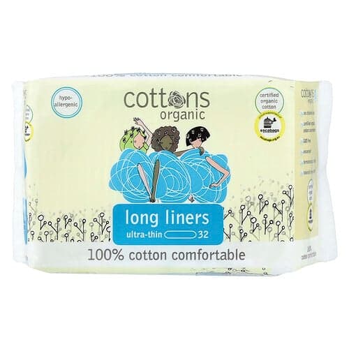 Cottons, 100% katoen, comfortabel, lange inlegkruisjes, ultradun, 32 stuks