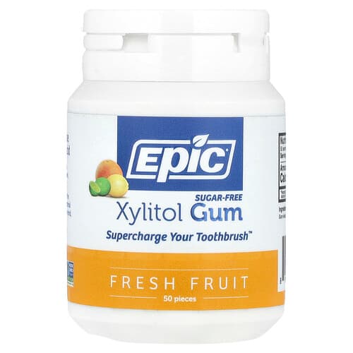 Epic Dental, Xylitol gom, suikervrij, vers fruit, 50 stuks