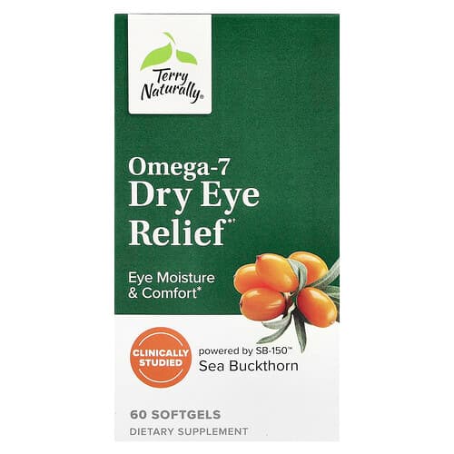 Terry Naturally, Omega-7 Droge Ogen Verlichting, 60 Softgels