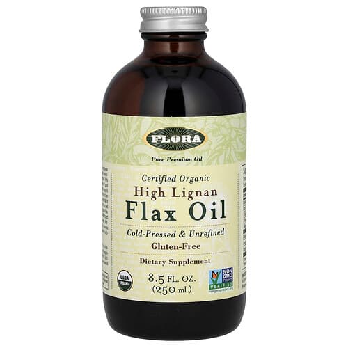 Flora, Gecertificeerde biologische lijnzaadolie met een hoog lignangehalte, 250 ml