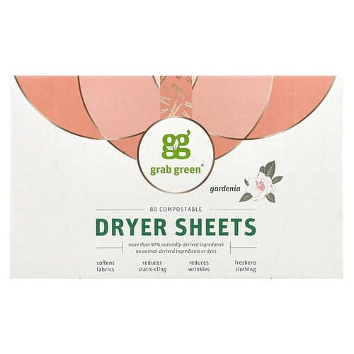 Grab Green, Droogtrommeldoekjes, Gardenia, 80 composteerbare doekjes