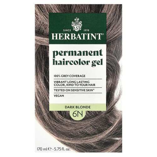 Herbatint, Permanente haarkleurgel, 6N donkerblond, 170 ml
