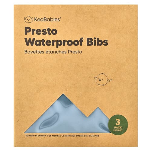KeaBabies, Presto waterdichte slabbetjes, 6-36 maanden, leigrijs, 3-pack