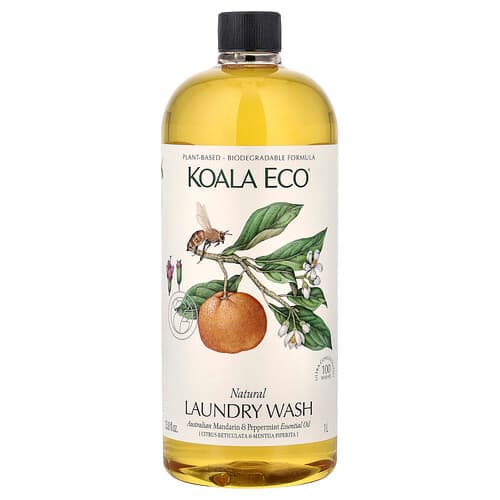 Koala Eco, Natuurlijke wasmiddel, Australische mandarijn en pepermunt etherische olie, 33,8 fl oz (1 l)