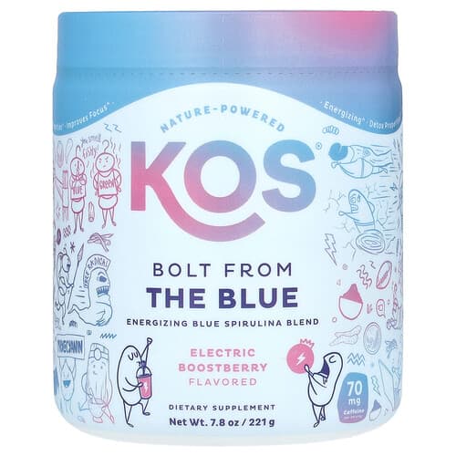 KOS, Bolt From The Blue, energieke blauwe spirulina-mix, Electric Boostberry, 221 g