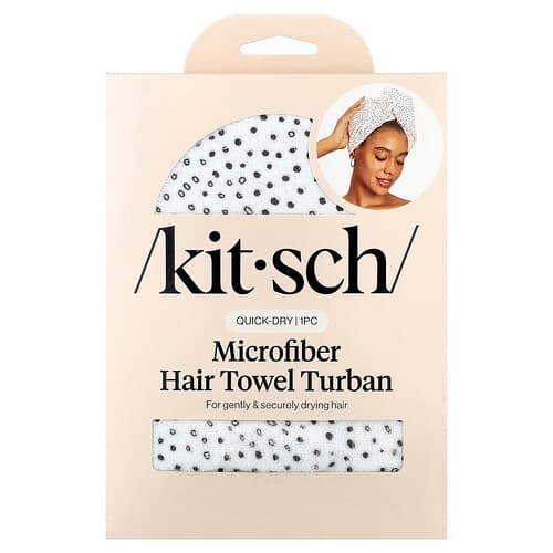Kitsch, Sneldrogende microvezel handdoek/haarturban, microstippen, 1 stuk