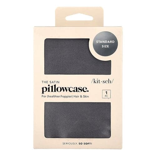 Kitsch, The Satin kussensloop, standaard maat, houtskool, 1 kussensloop