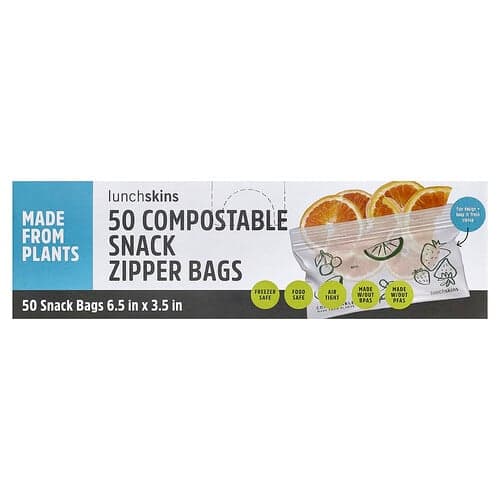 Lunchskins, Composteerbare snackzakjes met ritssluiting, 50 stuks