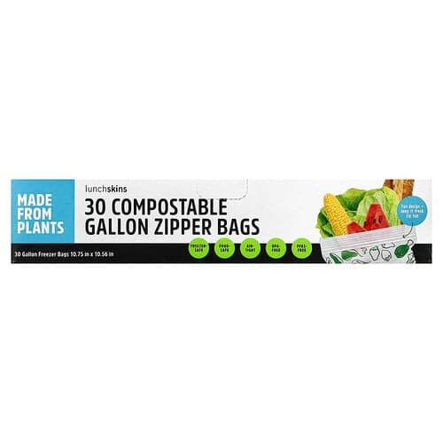 Lunchskins, Composteerbare afsluitbare zakken van 3,8 liter, 30 stuks