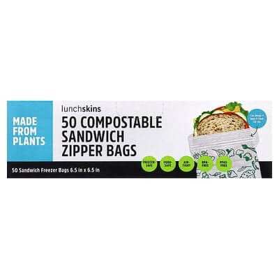 Lunchskins, Composteerbare sandwichzakken met ritssluiting, 50 zakken