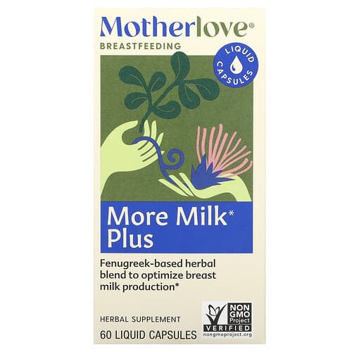 Motherlove, Borstvoeding, More Milk Plus, 60 vloeibare capsules