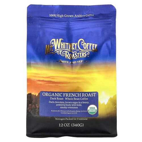 Mt. Whitney Coffee Roasters, Biologische Franse Roast, Hele Bonen Koffie, Donker Gebrand, 12 oz (340 g)