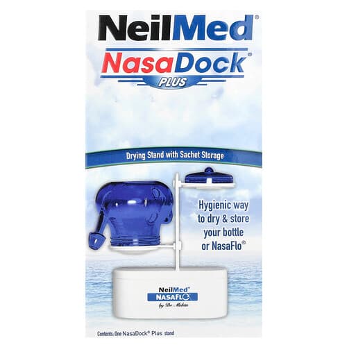 NeilMed, NasaDock® Plus, droogstandaard met zakjesopslag, wit, 1 NasaDock® Plus standaard
