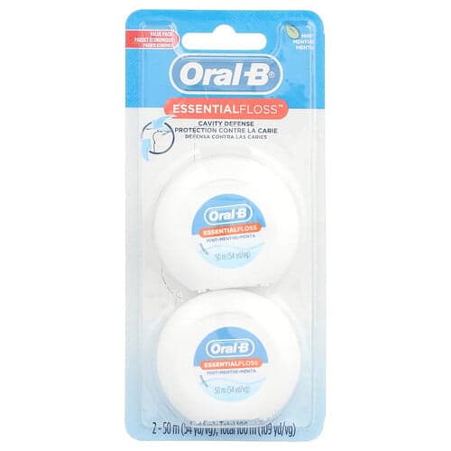 Oral-B, EssentialFloss™, voordeelverpakking, munt, 2-pack, 50 m per stuk