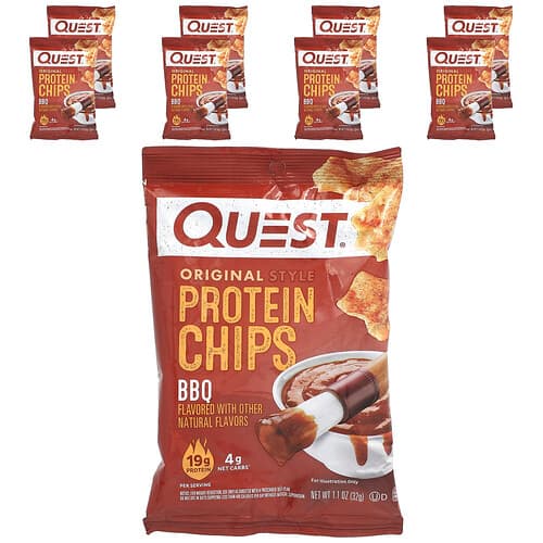 Quest Nutrition, Originele stijl eiwitchips, BBQ, 8 zakjes, 1,1 oz (32 g) per stuk
