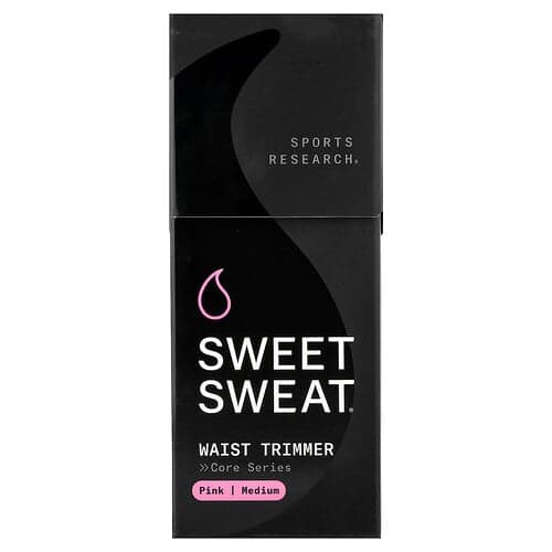 Sports Research, Sweet Sweat®, Taille Trimmer, Medium, Zwart & Roze, 1 Riem