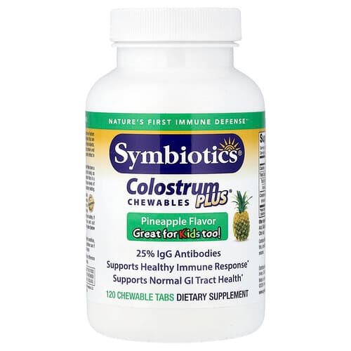 Symbiotics, Colostrum Plus® Kauwtabletten, Ananas, 120 Kauwtabletten