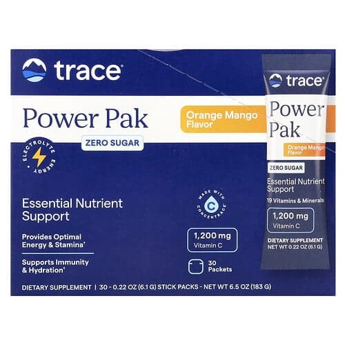Trace, Power Pak, Zero Sugar, Sinaasappel Mango, 30 Pakjes, 0.22 oz (6.1 g) Elk