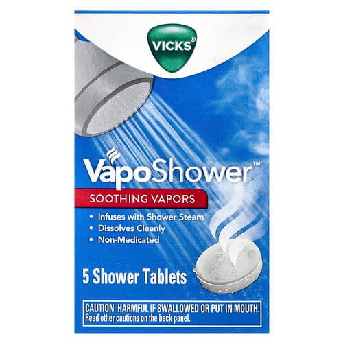 Vicks, VapoShower™, verzachtende dampen, 5 douchetabletten