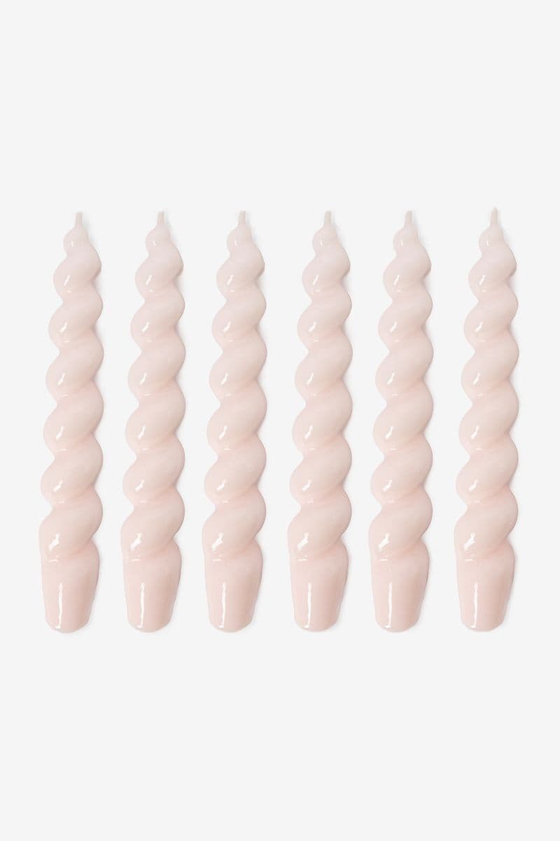 Bougies Torsadées 18 Cm - Rose Clair