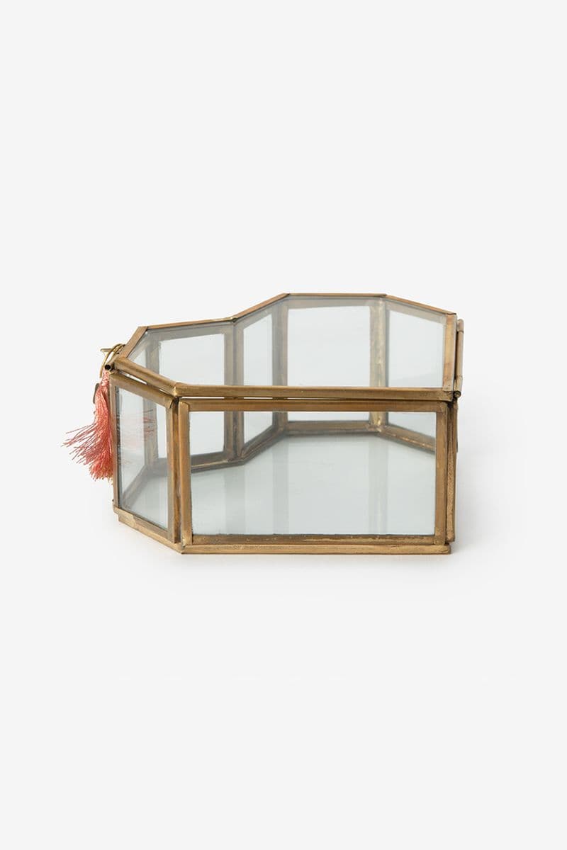 Grande Boîte Cœur En Verre - Doré