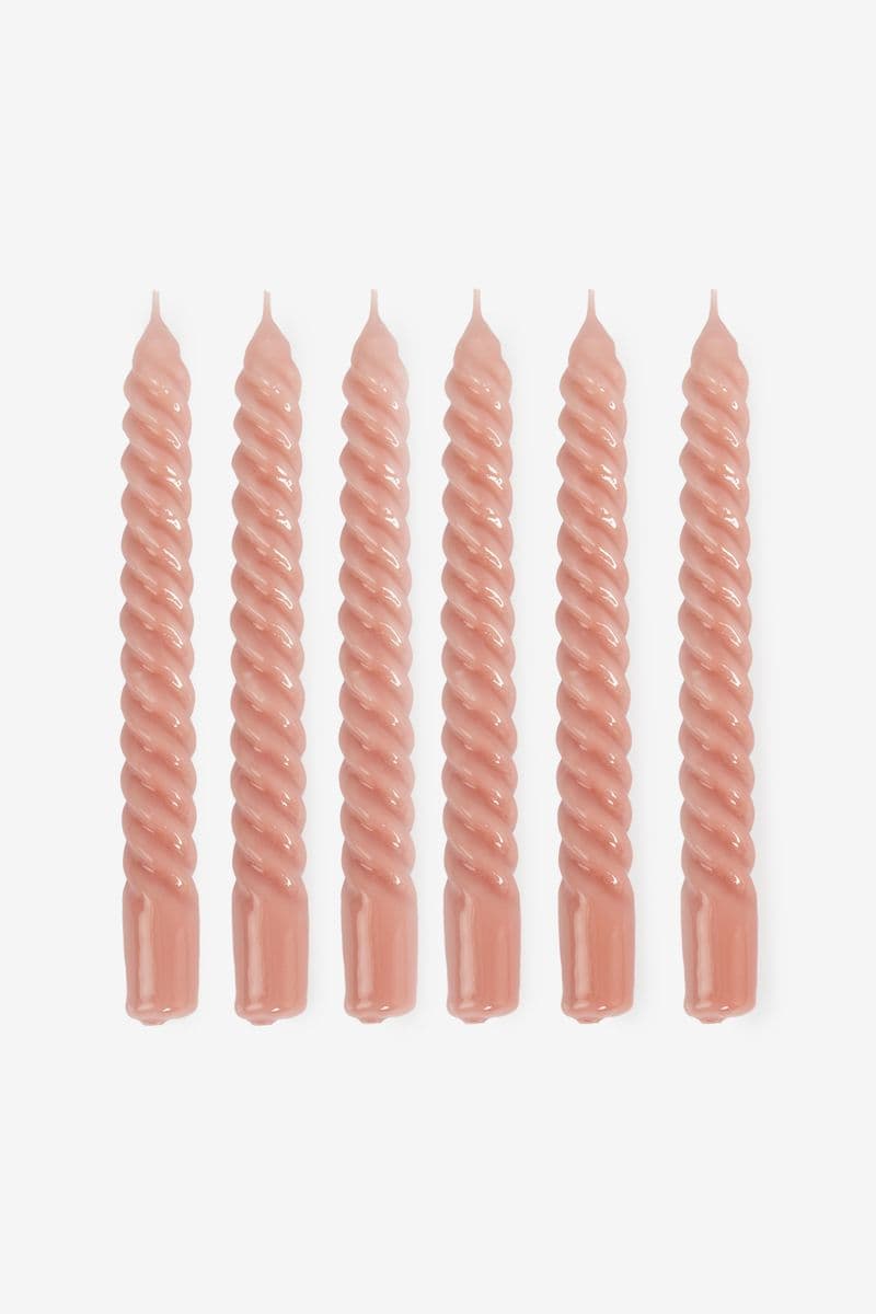Bougies Torsadées 21 Cm - Vieux Rose