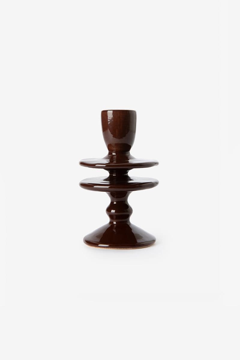 Bougeoir Medium Ondulé - Marron