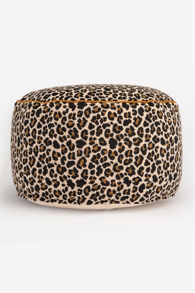 Pouf Avec Imprimé Léopard - Marron