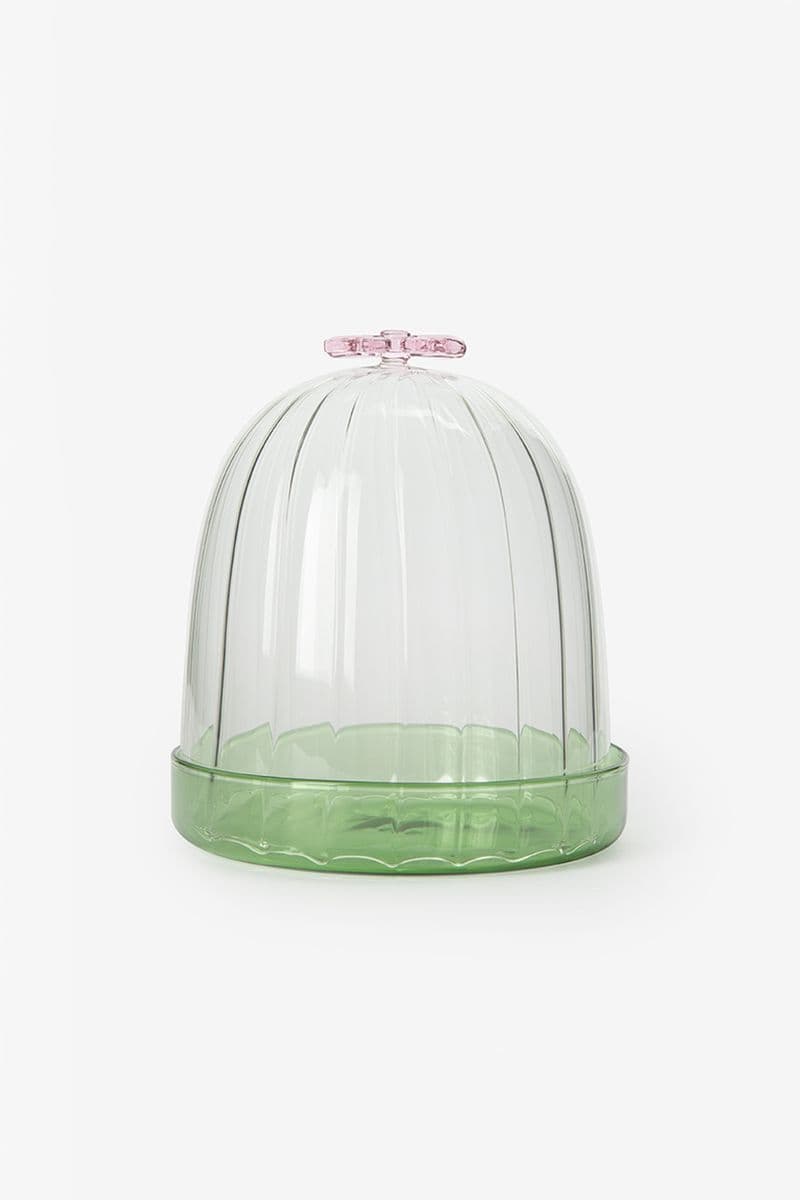 Cloche En Verre Avec Nœud Rose