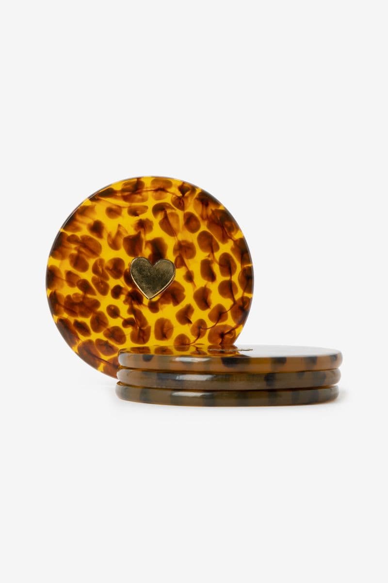 Dessous De Verre Avec Imprimé Léopard - Marron