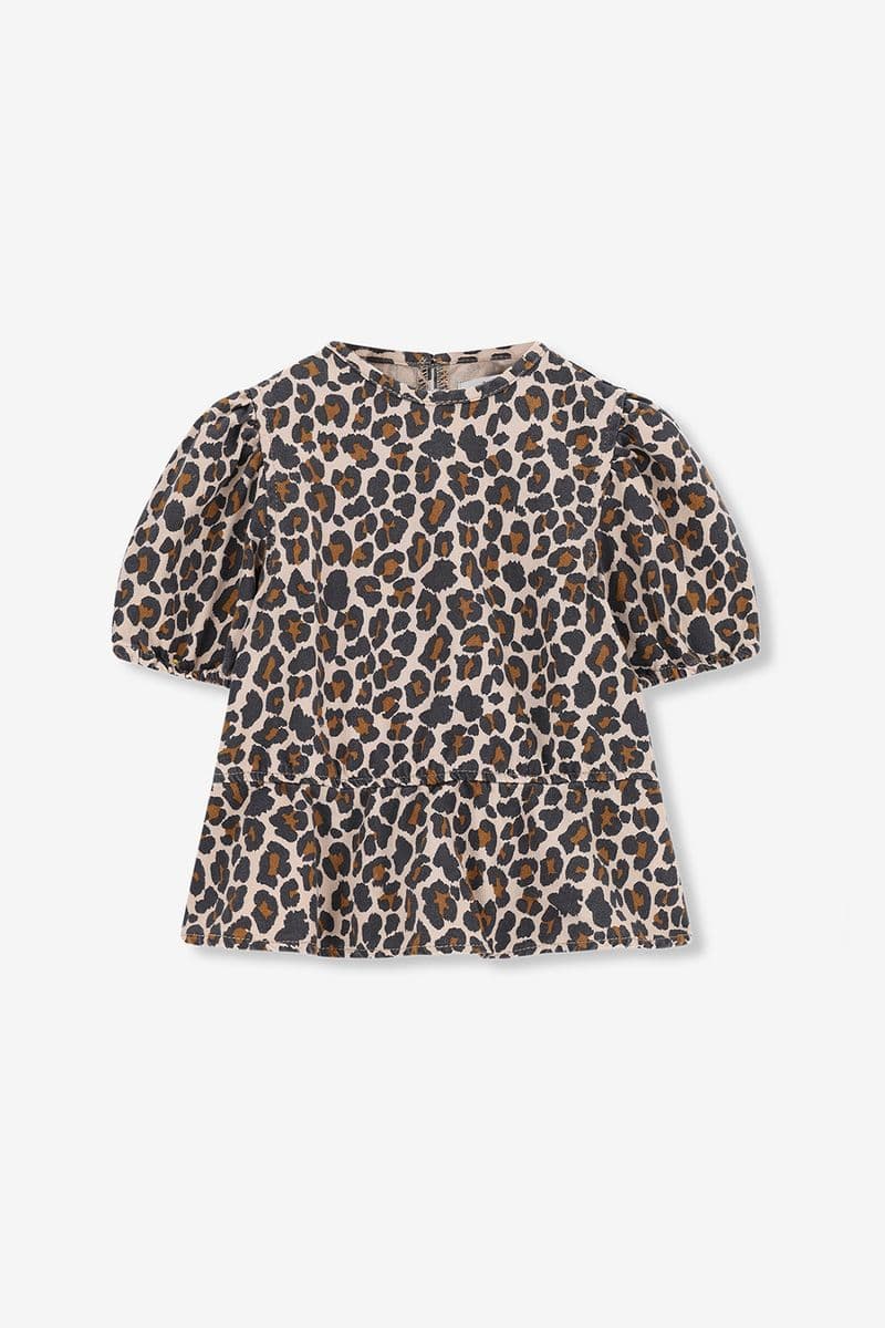 Bruine Top Met Leopard Print